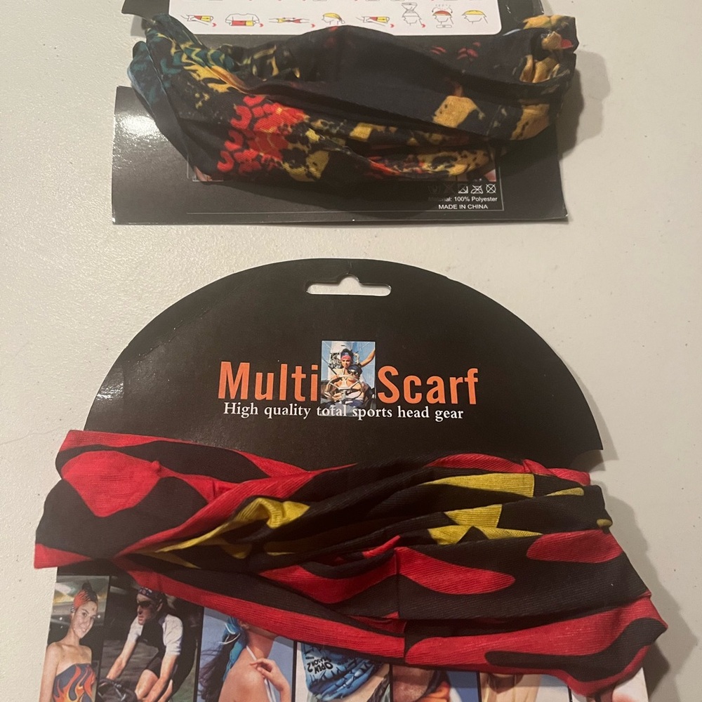 2 Multi Scarf Sports Head Gear - Black and Red lot
